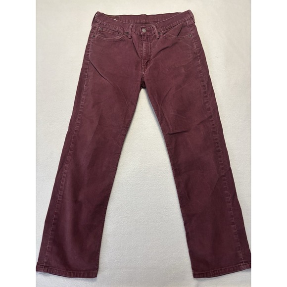 Levis Jeans Men 35x30* Maroon Red 514 Straight Fit 100% Cotton Twill Denim Pants - Picture 1 of 12